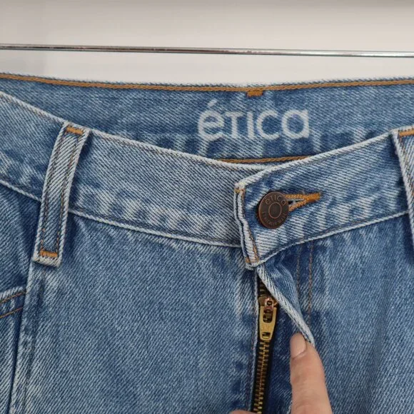 NEW Etica Pax Mid-rise Cargo Jeans Womens Y2K Cropped Zip Fly High Rise Casual - Picture 3 of 10